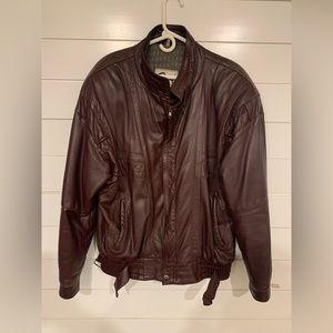 Large brown leather jacket Chock leather center brand